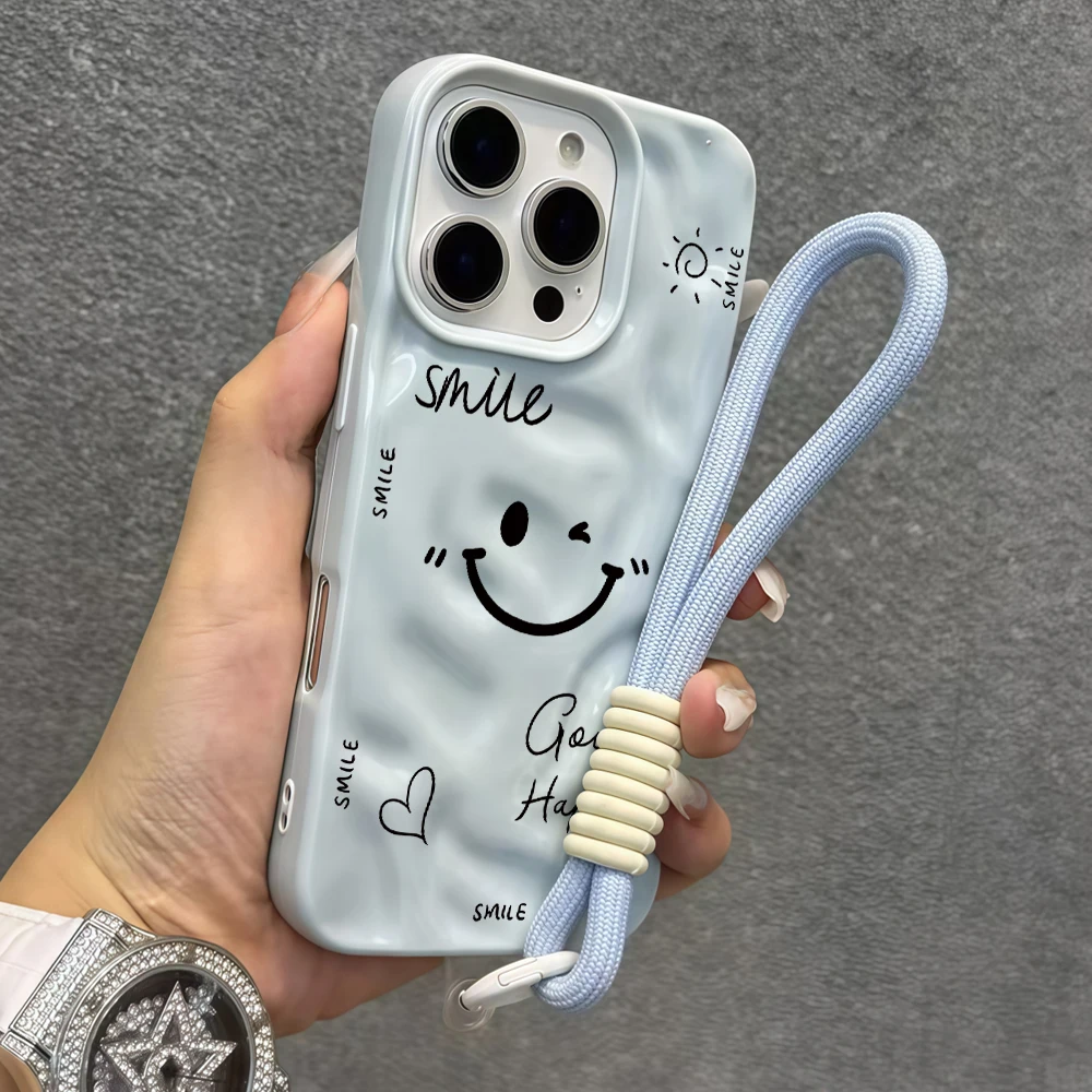 Lustige Handyhülle mit lächelndem und wütendem Gesicht aus Silikon für iPhone 17 15 13 11 12 14 16 17 Pro Max 14 Plus 17Air mit Lanyard-Hülle – Detail 5
