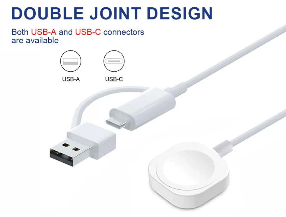 USB & TYPE-C Dual Port Magnetic Charger Cable For Apple Watch Series 8 7 6 5 4 3 2 SE Ultra PD Fast Charging Cable for iWatch