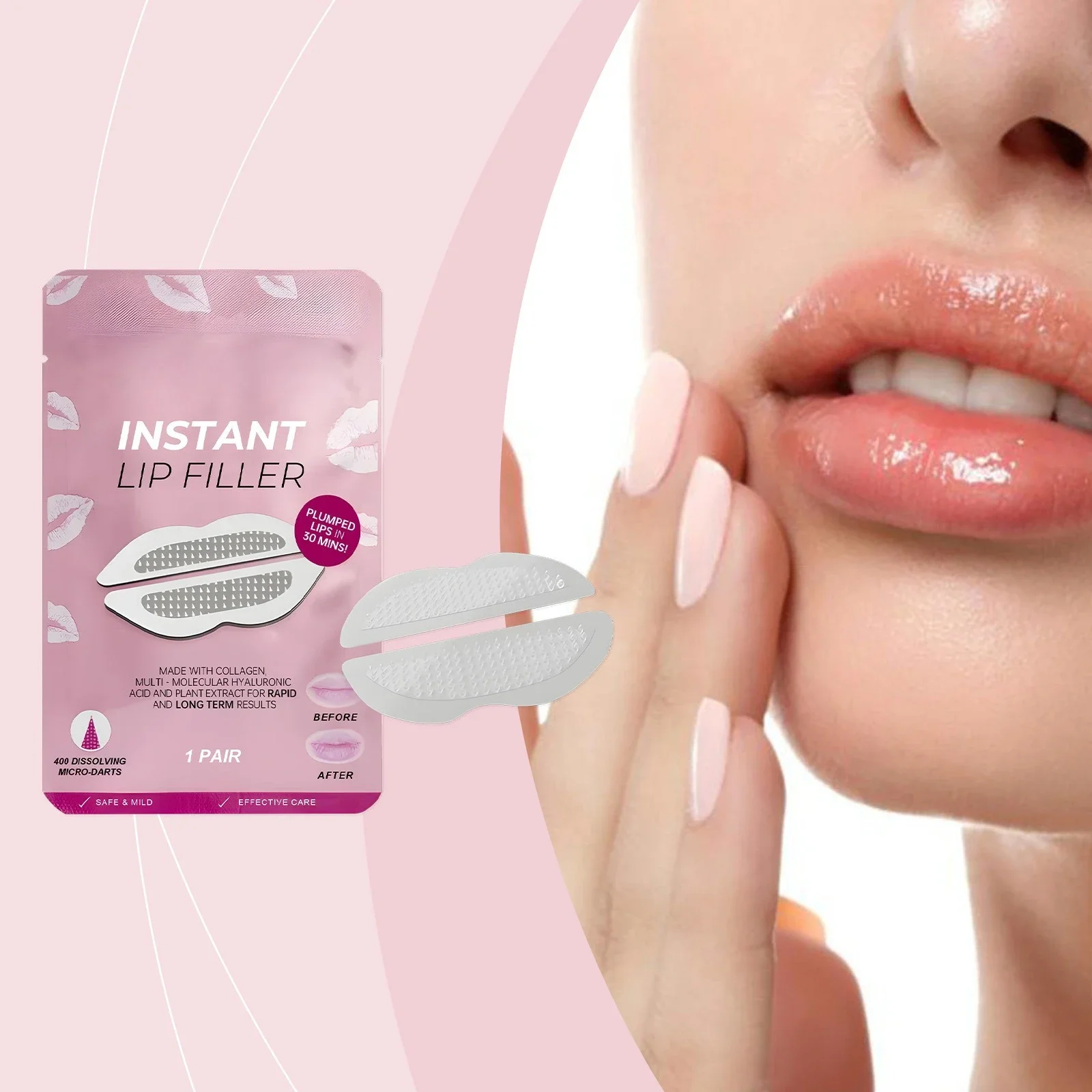Lip Microneedle Care Patches for Plumper Looking Lips Reduce Lip Lines  Hydrating Jelly Lip Treatment  Moisturizing Nourishing