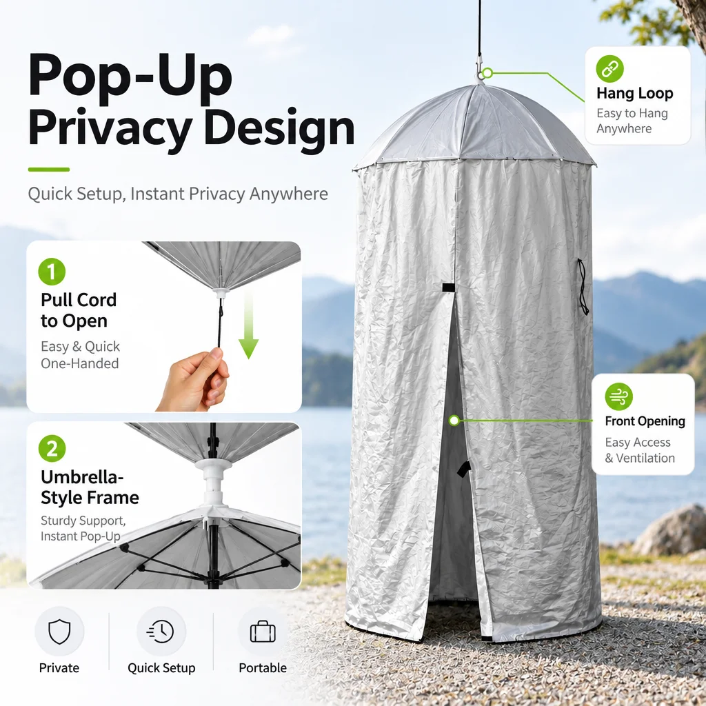 Portable Hanging Privacy Shelter Pop-Up Changing Shower Tent for Camping Car Tailgate Outdoor Toilet 77/90cm image 3