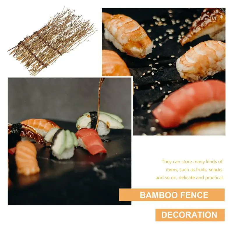 Fence Sushi Decor Sashimi Japanese Decoration Tray Ice Bamboo Backdrop Plate Restaurant Micro Landscape Background Decorative