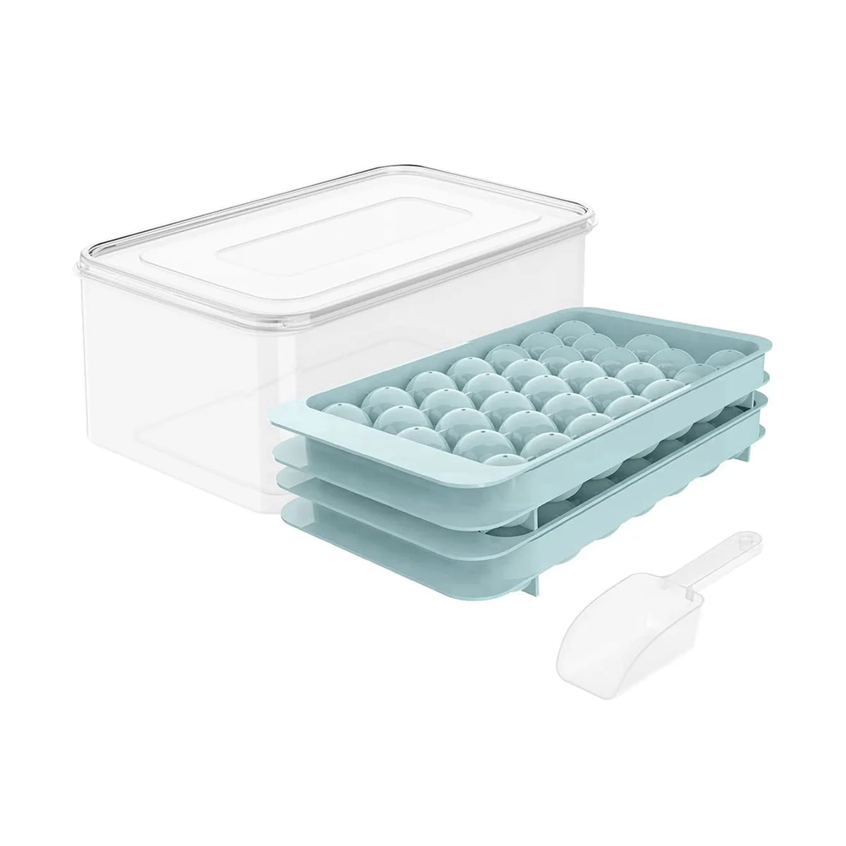 132 Pcs Ice-Cube Tray/4 Packs Ice Trays for Freezer with Bin/Ice-Cube Trays for Freezer with Lid/Round Ice-Cube Mold