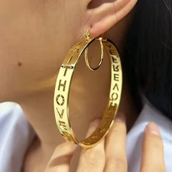 Customized Name 30-100mm Fashion Hoops Earrings Stainless Steel Personalized Circle Earrings For Woman Girlfriend Jewelry Gift