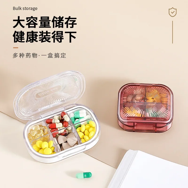 4/6Grids Pill Storage Box Travel Medicines Storage Box Drug Separation Mini Portable Organizer Container with Seal Ring