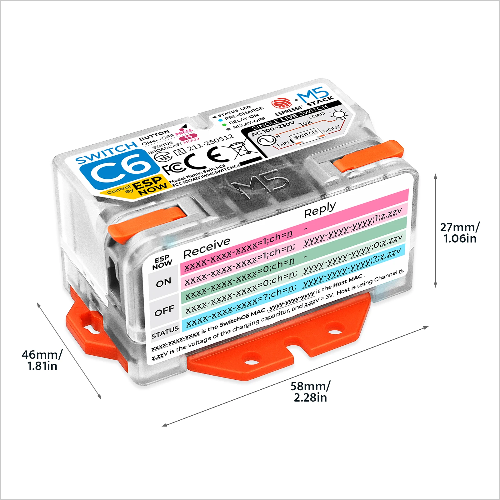 M5Stack Smart Switch Wi-Fi ufficiale con cavo live singolo (ESP32-C6)