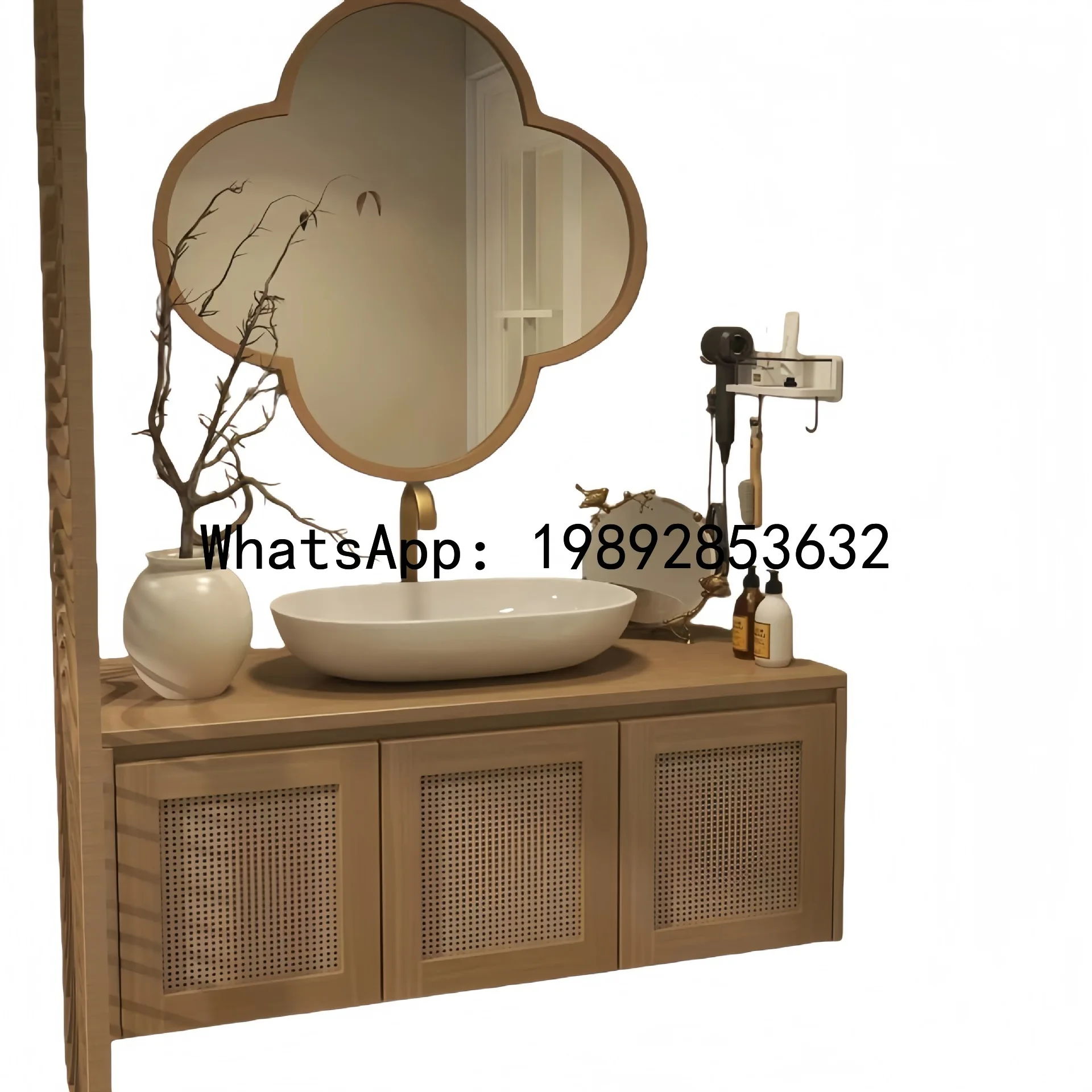 YFY Japanese Wabi-Sabi Style Solid Ceramic Basin Oak Bathroom Cabinet Combination Countertop Basin Washstand Wash Basin