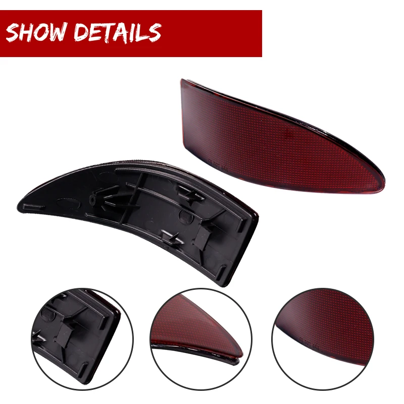 Red/Smoked Lens Car Rear Bumper Reflector Light Cover Housings Kit For 2006-2013 Gen2 Lexus IS250 IS350 Sedan, No Bulb/Socket