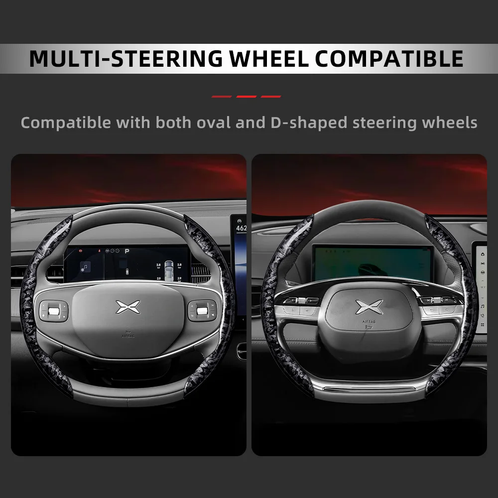 Suitable for Xpeng Forged Carbon Fiber Texture Steering Wheel Cover, Durable Snap-On Quick Installation for G6 G9 P7 P7+ X9 G3 G3I P5 Black Red Gold Car Accessories