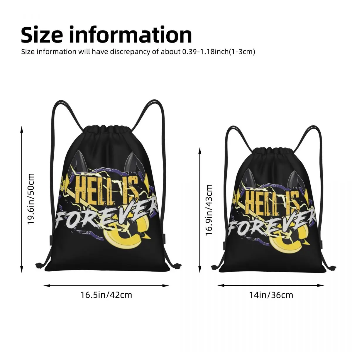 Hazbins Hotels Adam Hell Is Forever Drawstring Bags Sports Backpack Gym Sackpack Water Resistant String Bag for Yoga