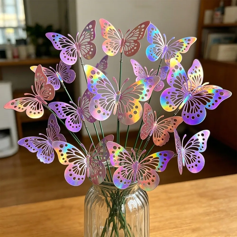 Colorful Butterfly Stakes Lifelike Plant Plug Simulation Butterfly Ornaments Dreamlike Multi-purpose
