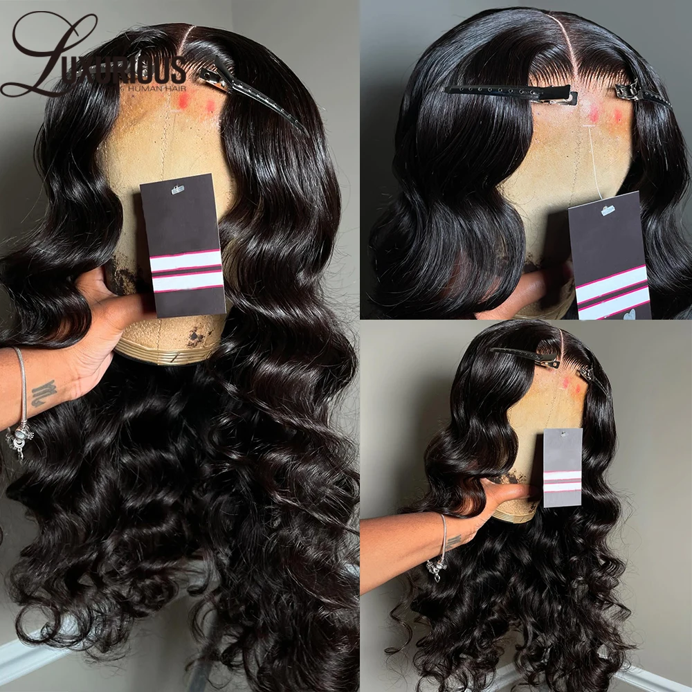 Onda profunda solta 13x4 frente do laço peruca de cabelo humano pré arrancado 250% onda solta 4x4 fechamento do laço peruca remy perucas de cabelo humano para mulher