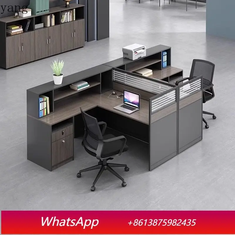 LMM screen desk financial partition booth office simple 7-shaped double workstation