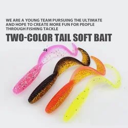 10pcs/lot Two color spiral soft bait 65mm/2.4g Shrimp flavor Artificial Jig Wobblers Silicone Swimbait Carp Bass Fishing Tackle