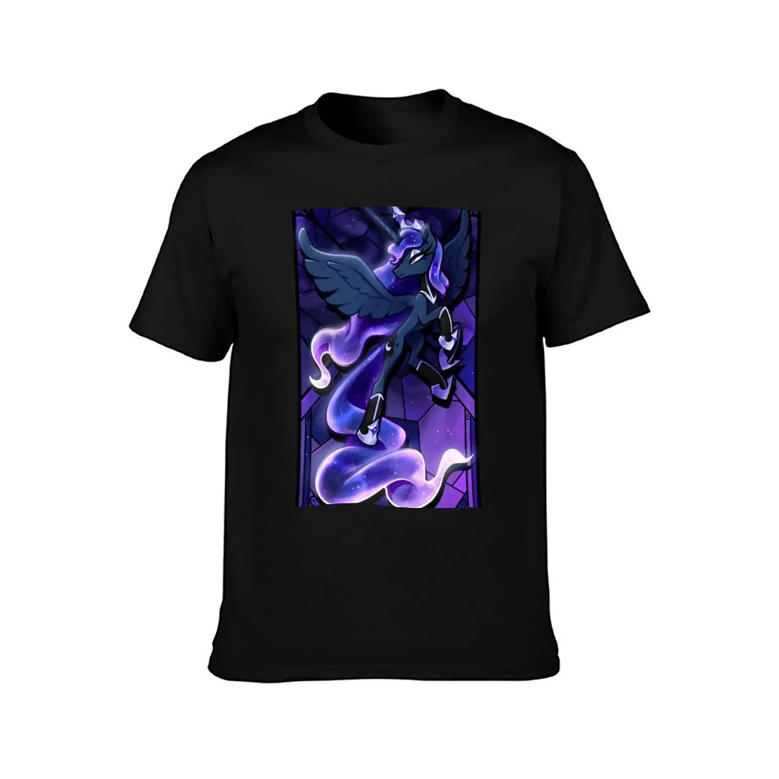 Regal Moon Horse T-Shirt, Summer Casual Cotton Tee, Oversized Streetwear Tops, Vintage Graphic Print, Loose Fit Short Sleeve