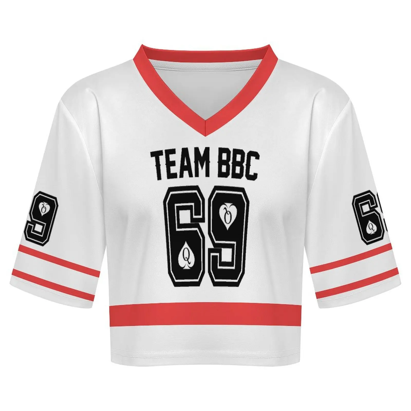 Customized Women's Jersey Shirts Hip Hop V Neck Short Sleeve Crop Top Graphic Tees image 2