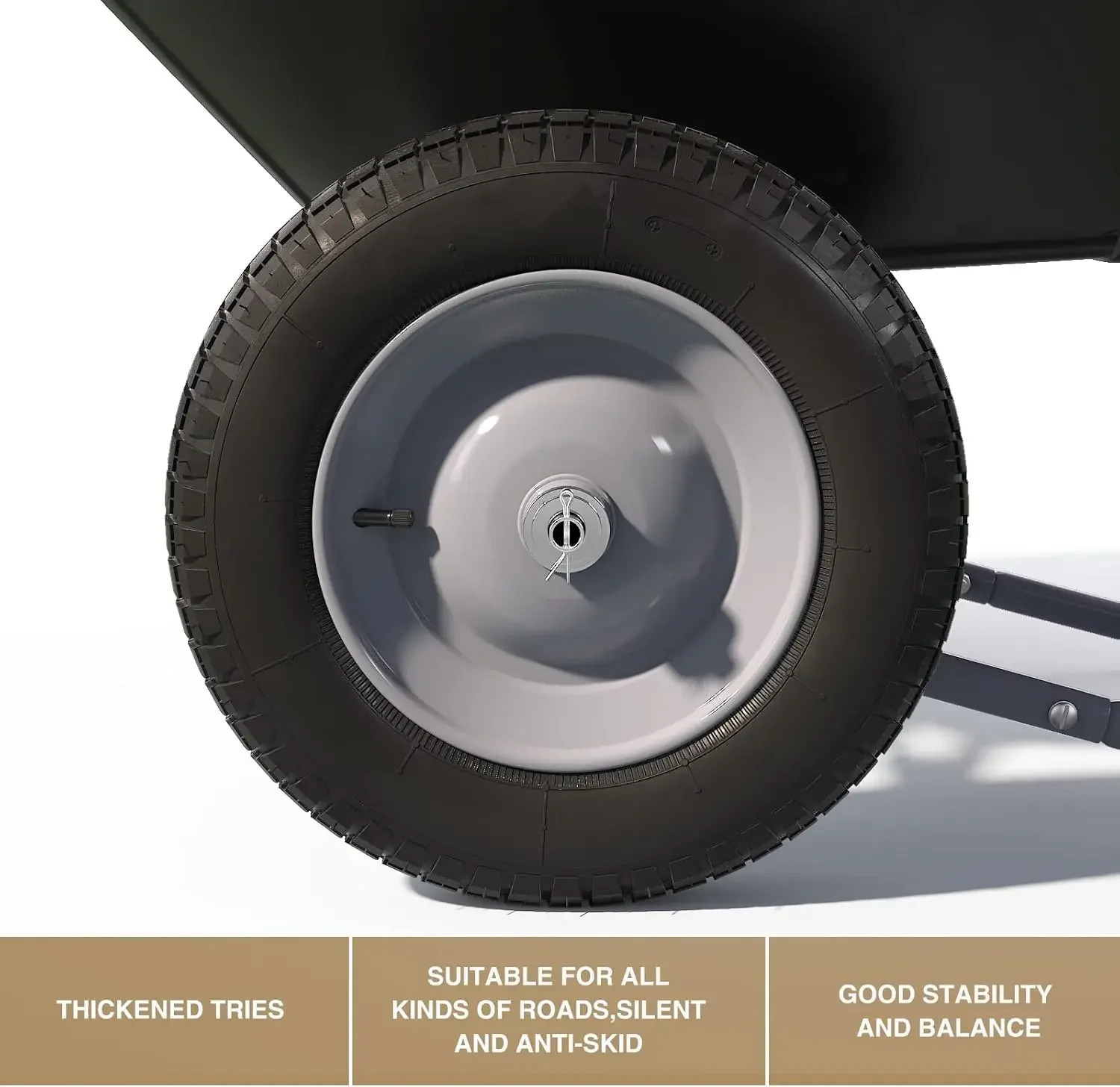 Wheelbarrow, Easy Loading and Dumping Garden Cart, Heavy Duty Utility Dump Cart for Outdoor Lawn Yard Farm Ranch, Black