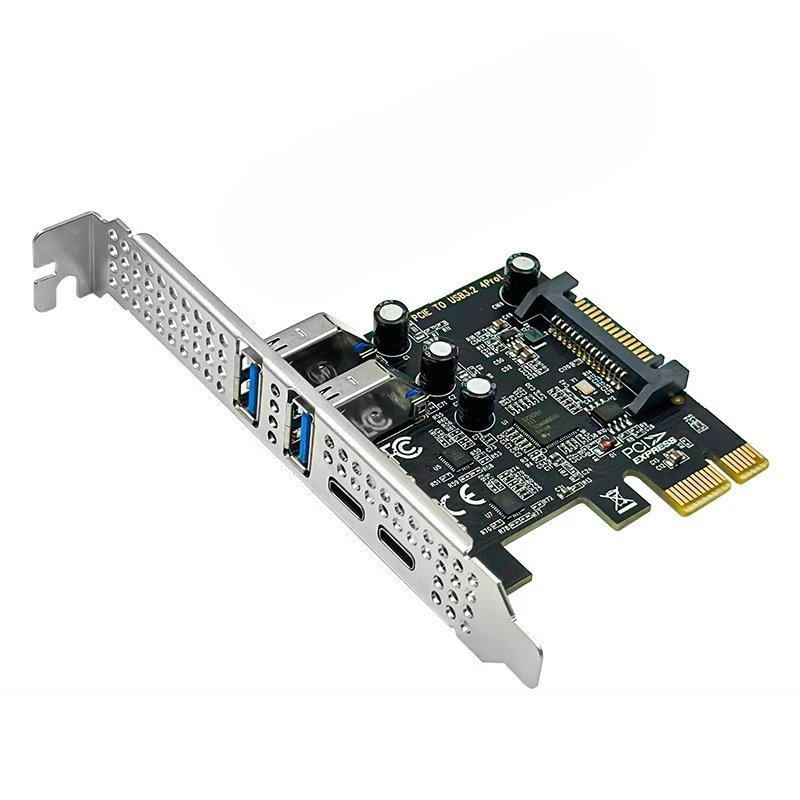 Type C USB 3.2 Gen1 5Gbps PCIE Card Hub USB 3.0 PCI Express Board 2*USB A Port+2*Type-C Port/USB3.2 PCI-E Expansion Card Adapter