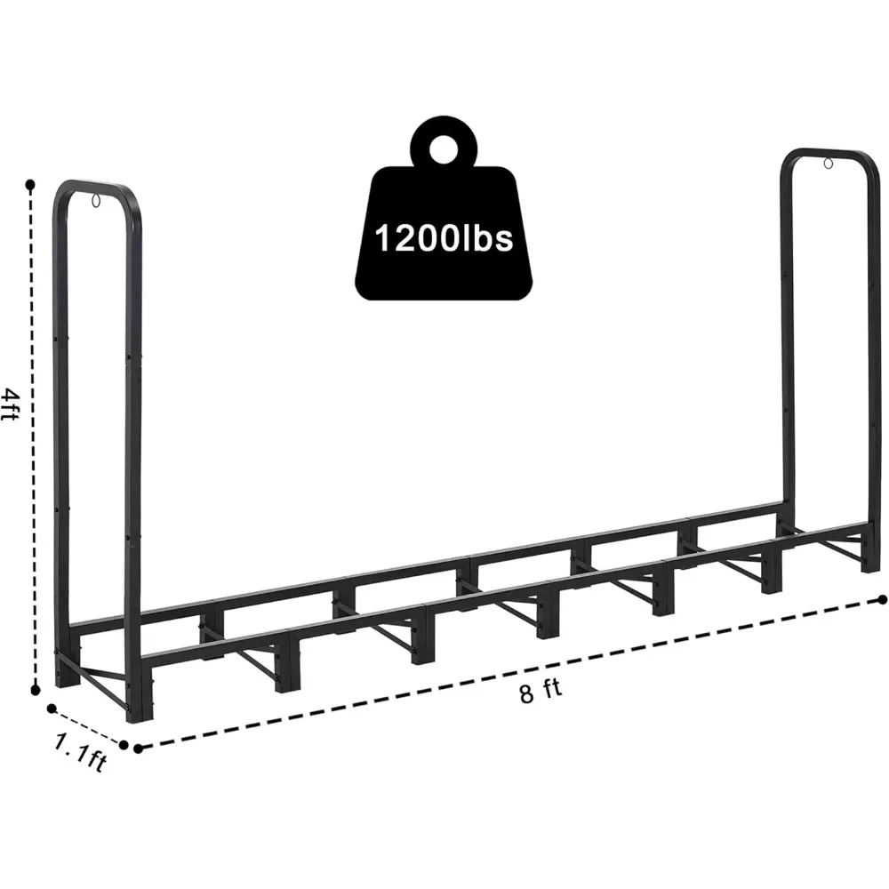 تخزين متين من الخشب الحطب في الهواء الطلق مع غطاء، رف سجل عالي التحمل للاستخدام الخارجي والداخلي