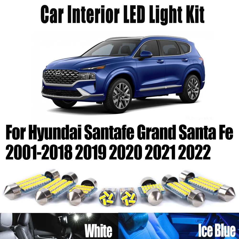 

Canbus Vehicle LED Interior Map Dome Trunk Light Kit For Hyundai Santafe Grand Santa Fe 2001- 2021 2022 Car Vanity Mirror Bulb