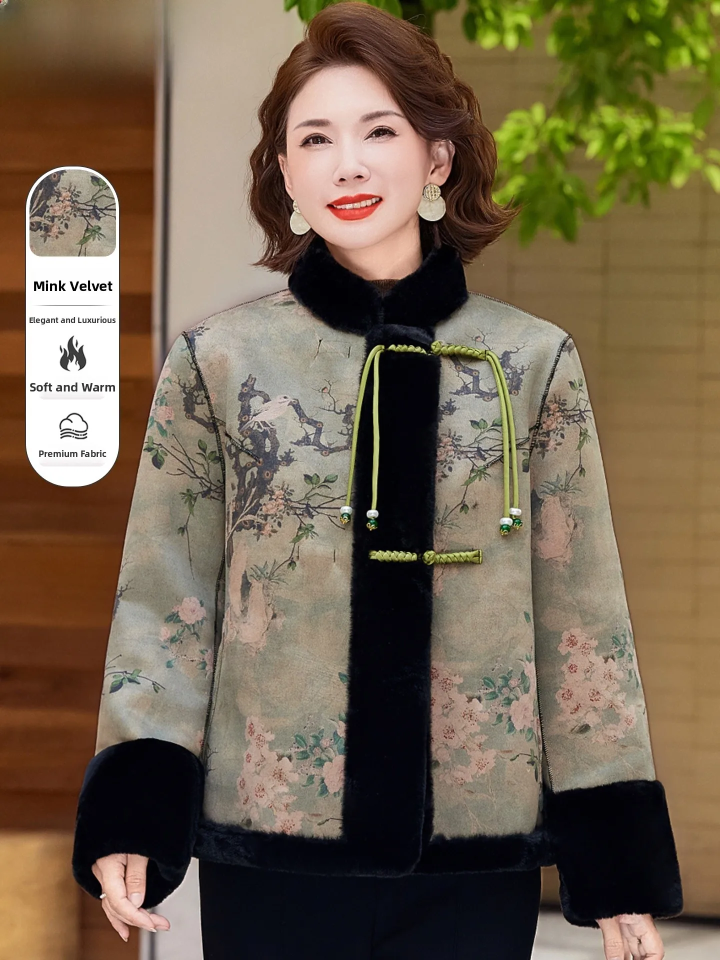 

Ele Fur Jaet Mom Winter Faion 2025 New Sle Eco-friendly Polyester Fiber Large Coat for Middle-aged And ly Women
