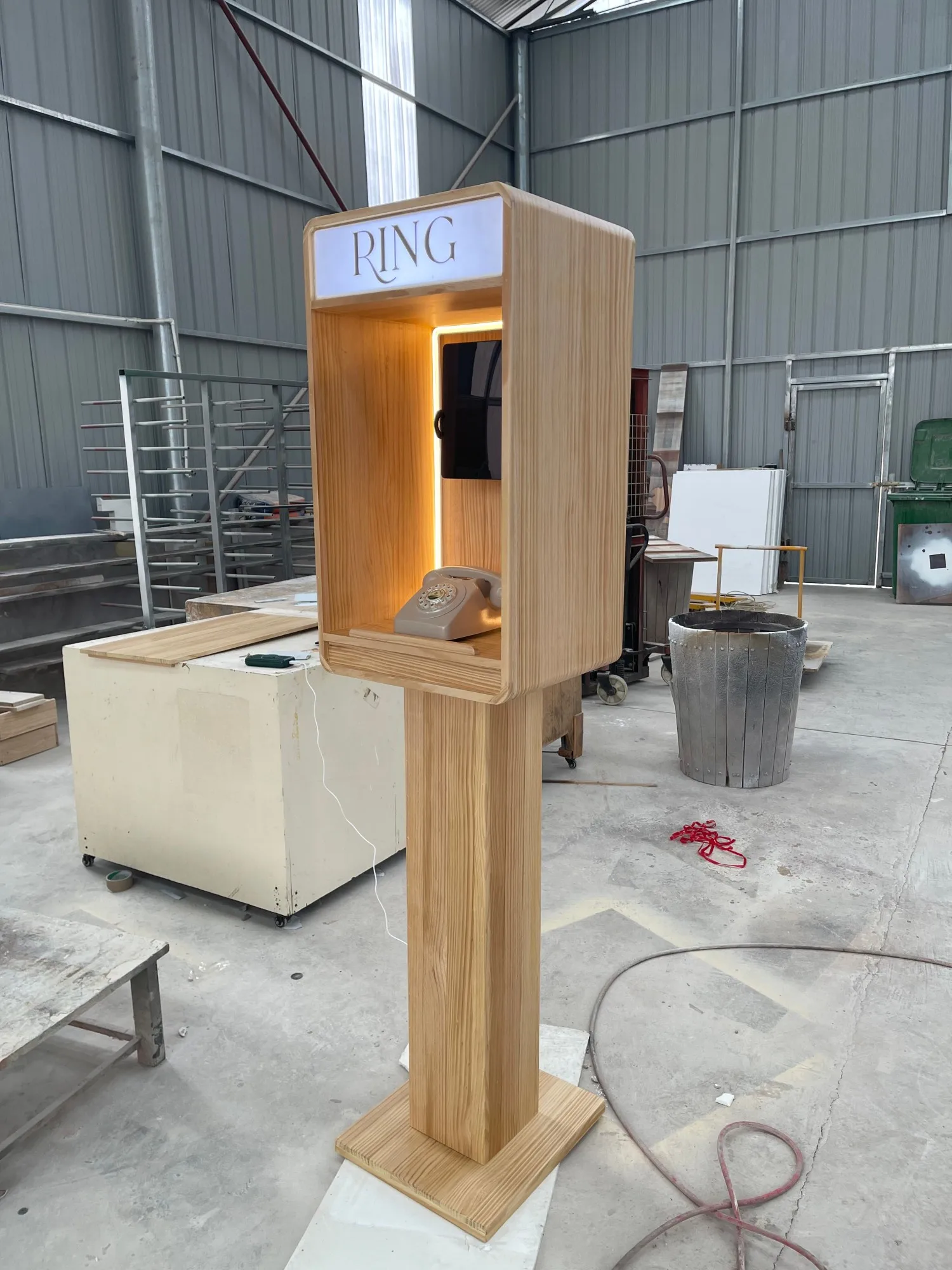 NEW LED Light Audio Guestbook Stand Phone Booth For Wedding Telephone Booth Beige Audio Guest Book Stand