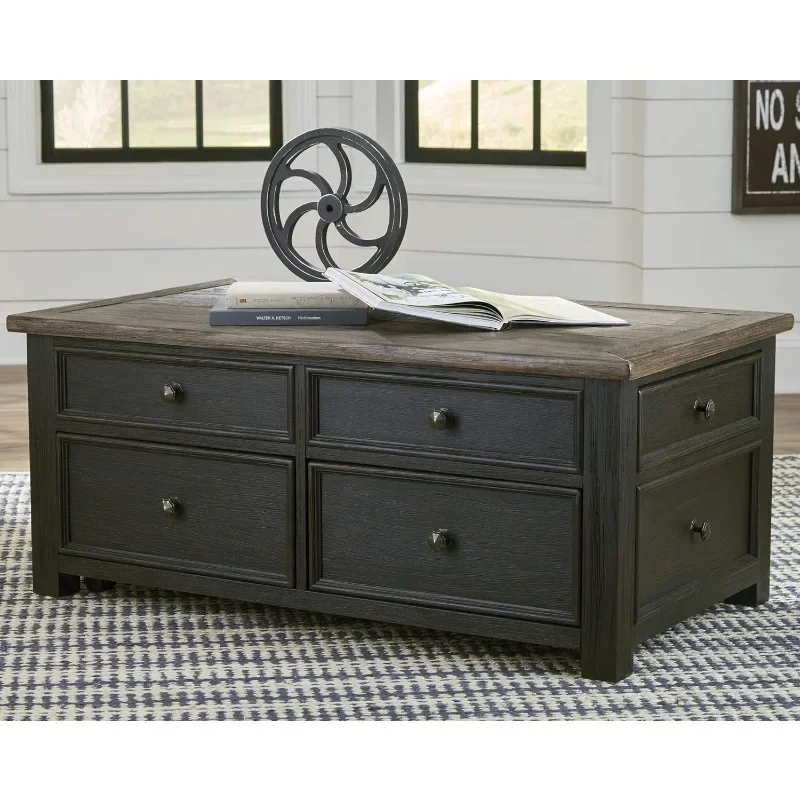 

Signature Design By Ashley Tyler Creek Rustic Farmhouse Lift Top Coffee Table with Drawers, Home Coffee Table