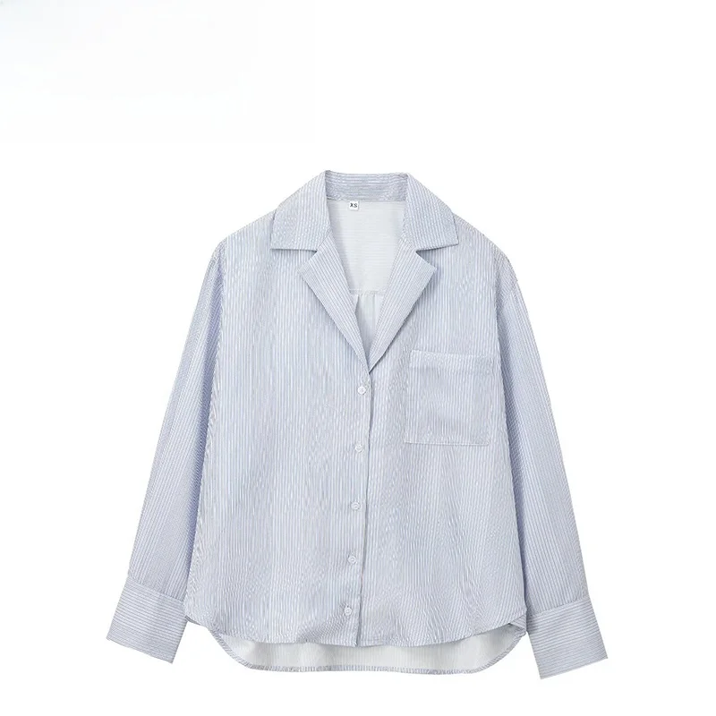 

ZAB Autumn New Women's Faionable Stripe irt Street Sle Long Sve Ne Polyester Fiber Versatile Design Sense