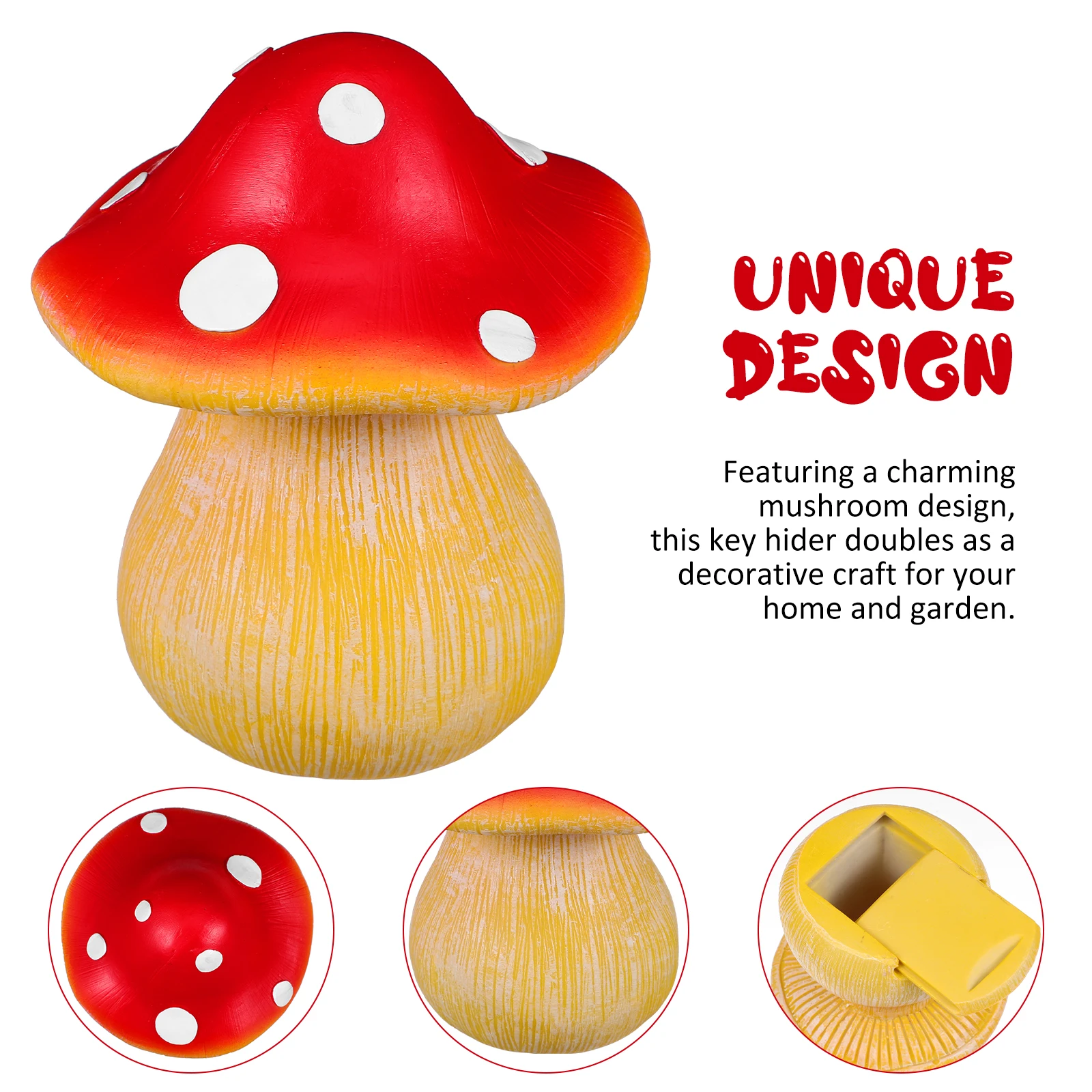 وهمية الفطر مفتاح المخفي في الهواء الطلق حديقة ديكور مخفي مفتاح صندوق تخزين آمن سر حامل الراتنج الفطر للحديقة #4