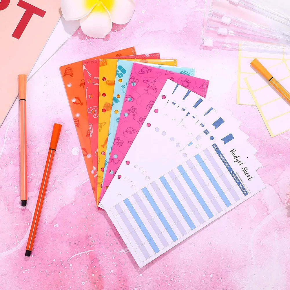 予算内のレジ封筒システム、プランナーメモ帳、マルチカラー、学校の使用と旅行のリーダー、36個