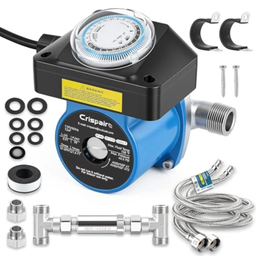 Instant Hot Water Recirculating Pump Kit for Tank Water Heaters 304 Stainless Steel Sensor Valve 20