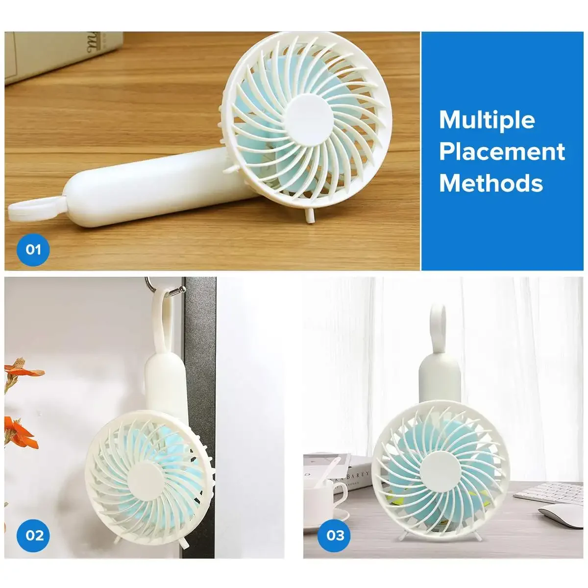 Mini ventilador de mano con carga USB ajustable, ventiladores de escritorio personales, recargable, portátil, para oficina, viajes al aire libre, refrigerador de verano, 3 velocidades