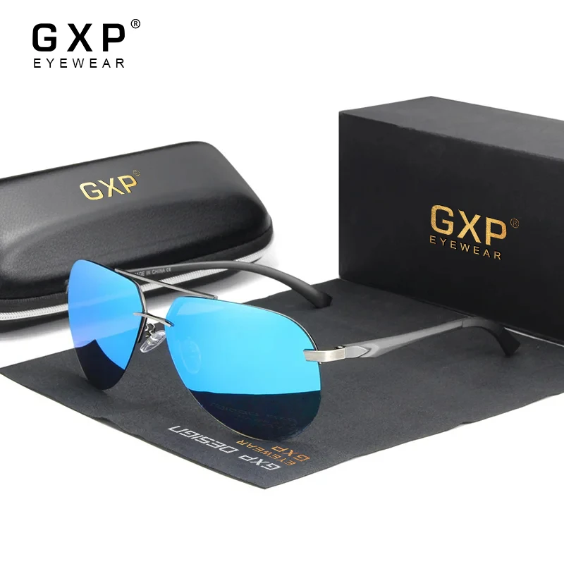 

GXP Sunglasses For Men Aluminum Magnesium Half-frame Polarized UV400 Mirror Lens High Definition Retro Women Glasses Eyewear