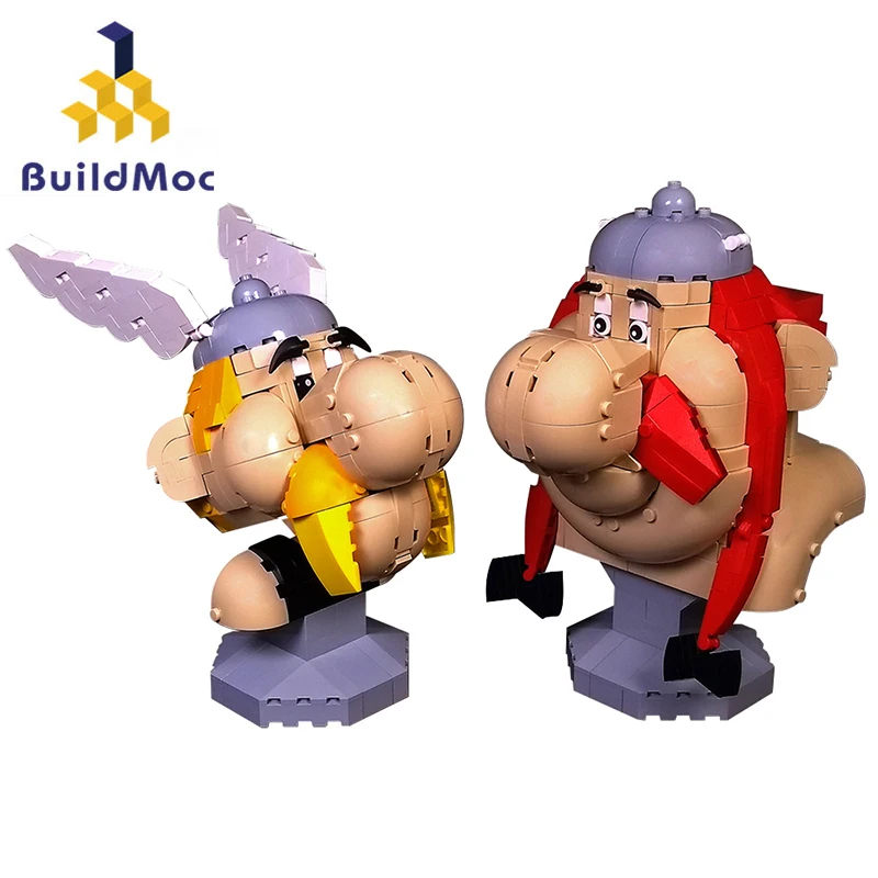 

BuildMoc Asterixs и Obelixs бюст Набор строительных блоков 2-в-1 знаковые комиксные фигурки модели игрушки 997 шт. кирпичи для взрослых подарки