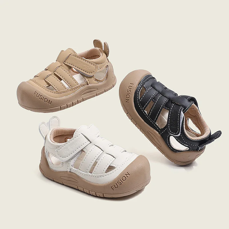 

New Summer Baby Shoe Boys Girls PU Leather Sandals Children Hollow Non-Slip Beach Sandals Kids Low-Top Breathable Casual Sandals