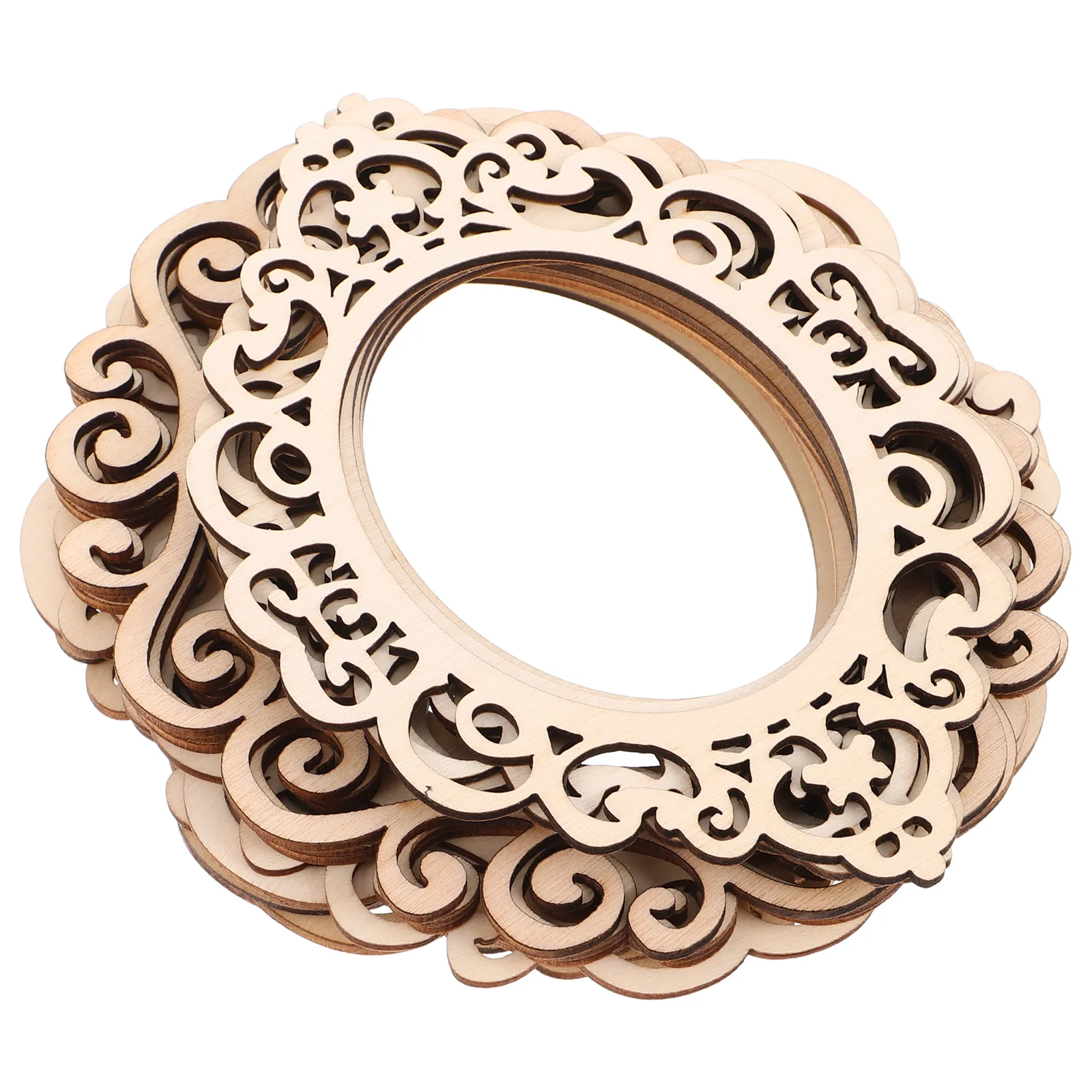 

15pcs Retro Hollowout Wooden Photo Frame Cutouts Unfinished Diy Craft Ornaments For Christmas Tree Decor Hanging Vintage Picture