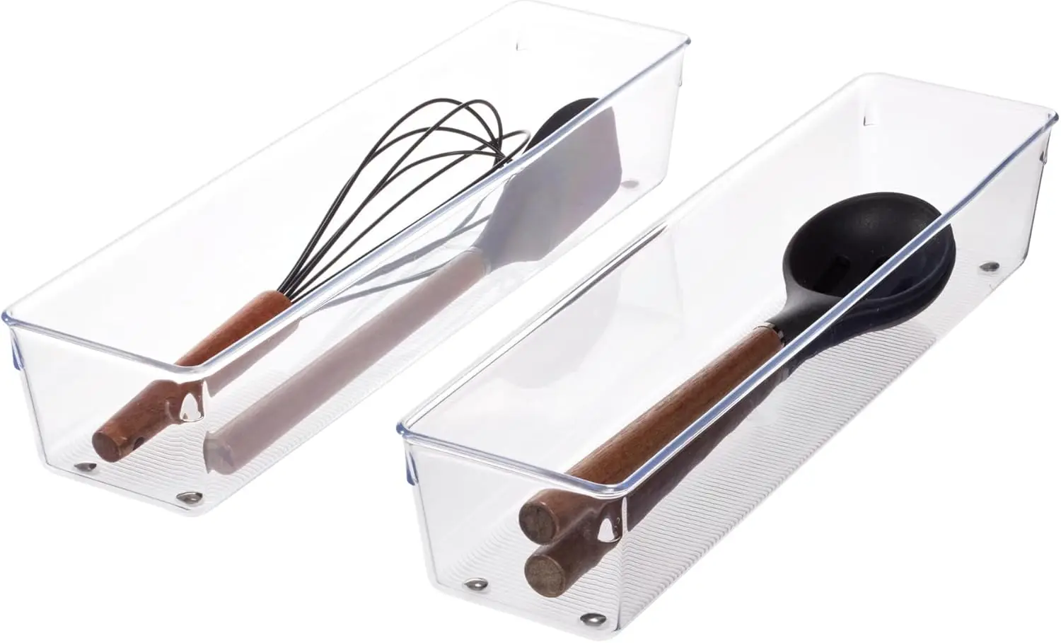 

iDesign Recycled Plastic Drawer Organizer, Set of 2, The Linus Collection – 4' x 16' x 3', Clear Bins