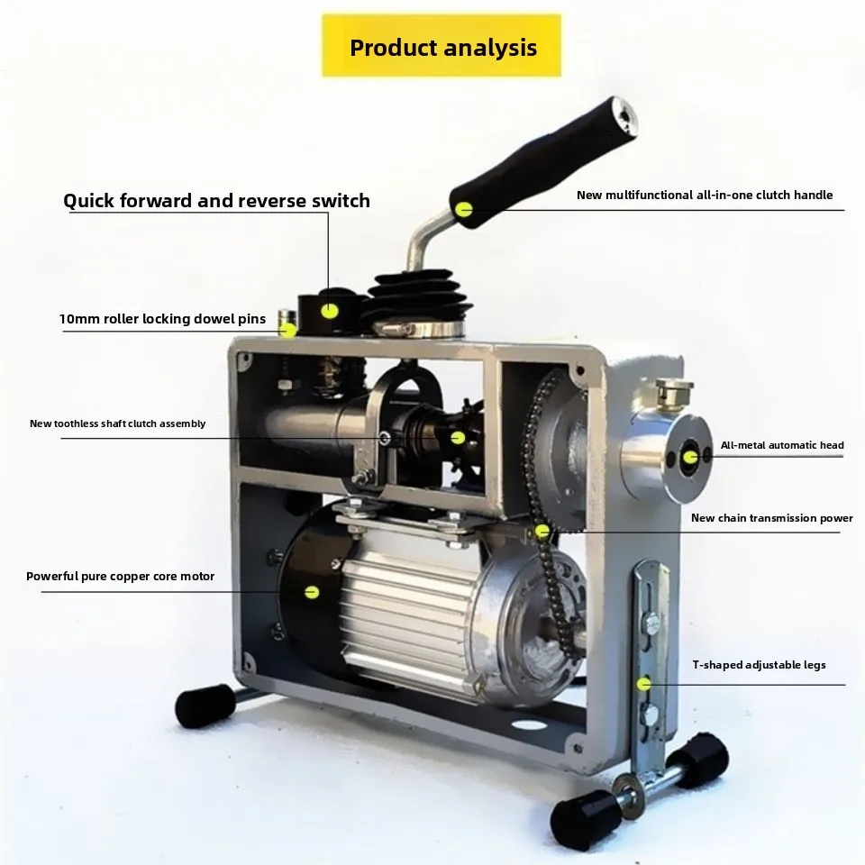 Professional Electric Drain Cleaner Machine Automatic Feed Reverse Chain Type Heavy Duty 2200W for Clogged Pipe Sewer Unblocking