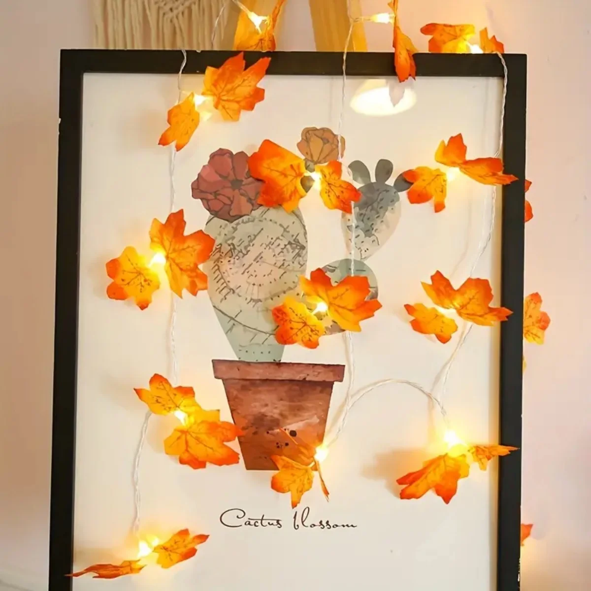 1pc 10/20/30/40 LED Double Red Maple Leaf String Lights Fall Fairy Lamp Battery Powered For Home Bedroom Indoor Table Decoration