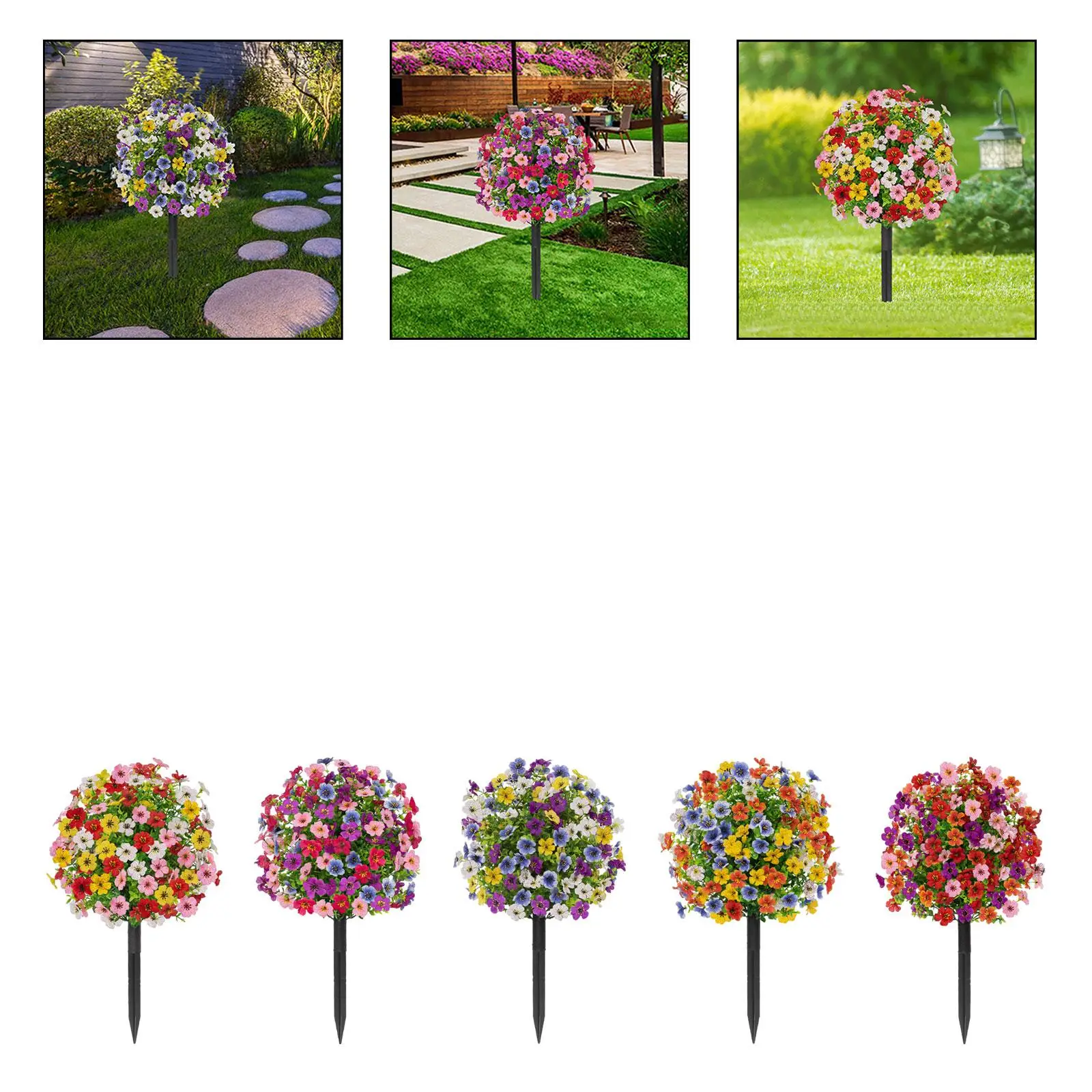 

Artificial Flower Garden Stake Height 24" Elegant Ornament Versatile Greenery Shrubs for Flower Bed Outdoor Outside Patio Yard