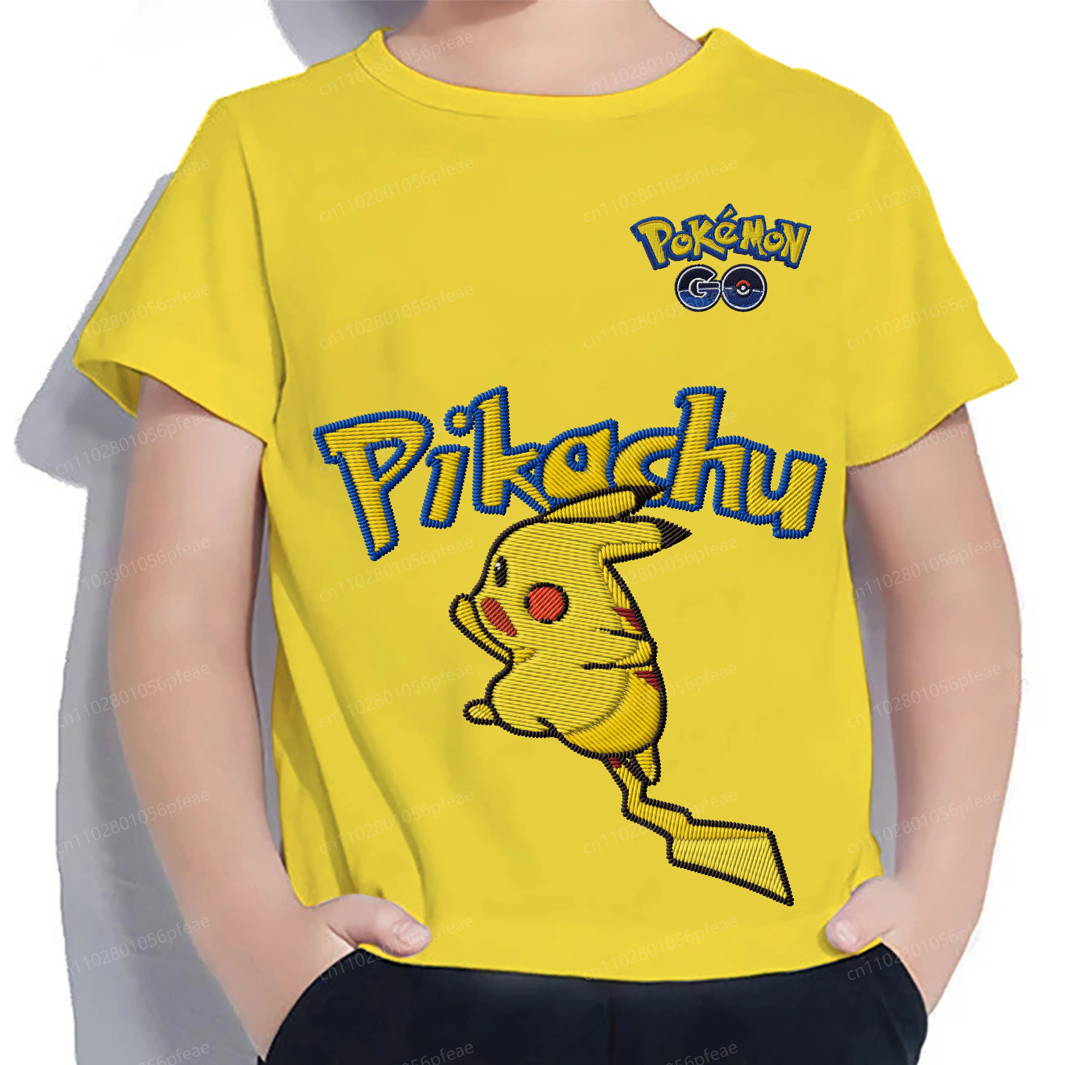 

2025 Kids Clothes Embroidery Pikachu 3D Printing T-shirt for a Boy Children Summer Pokémon Top Children's Clothing Boys T-shirts