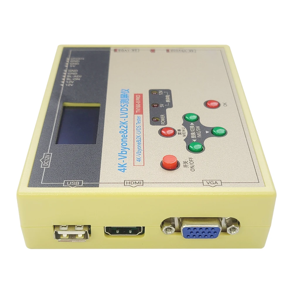 TV160 8th Generation TV Screen Tester Monitor Updated 4K Vbyone 2K LVDS HDMI VGA LCD LED TV Screen Body Test Tools Module 12V 3A