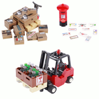 MOC City Construction Modular Industrial Forklift Truck Express Box Mail Box Letter Printed Bricks Toys