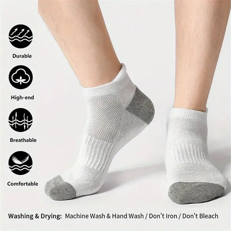 6 Pairs Cotton Man Socks Sports Solid Color Male's Short Sock For Cycling Breathable Mesh Ankle Summer Running Socks