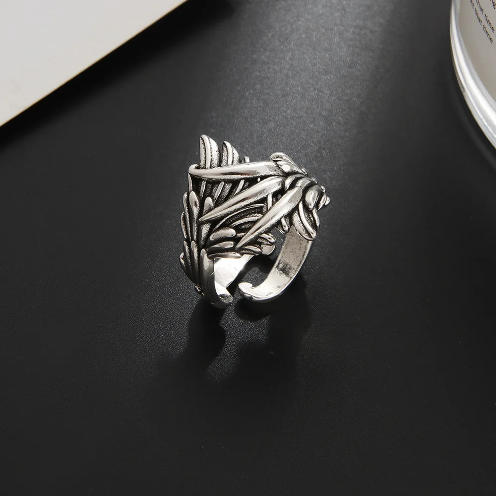 Retro Der Phönixflügel&Kralle Verstellbarer Offener Ring für Männer Punk Gothic Edgy Versilbertes Messing Schmuck Vintage Accessoires Geschenk – Detail 2