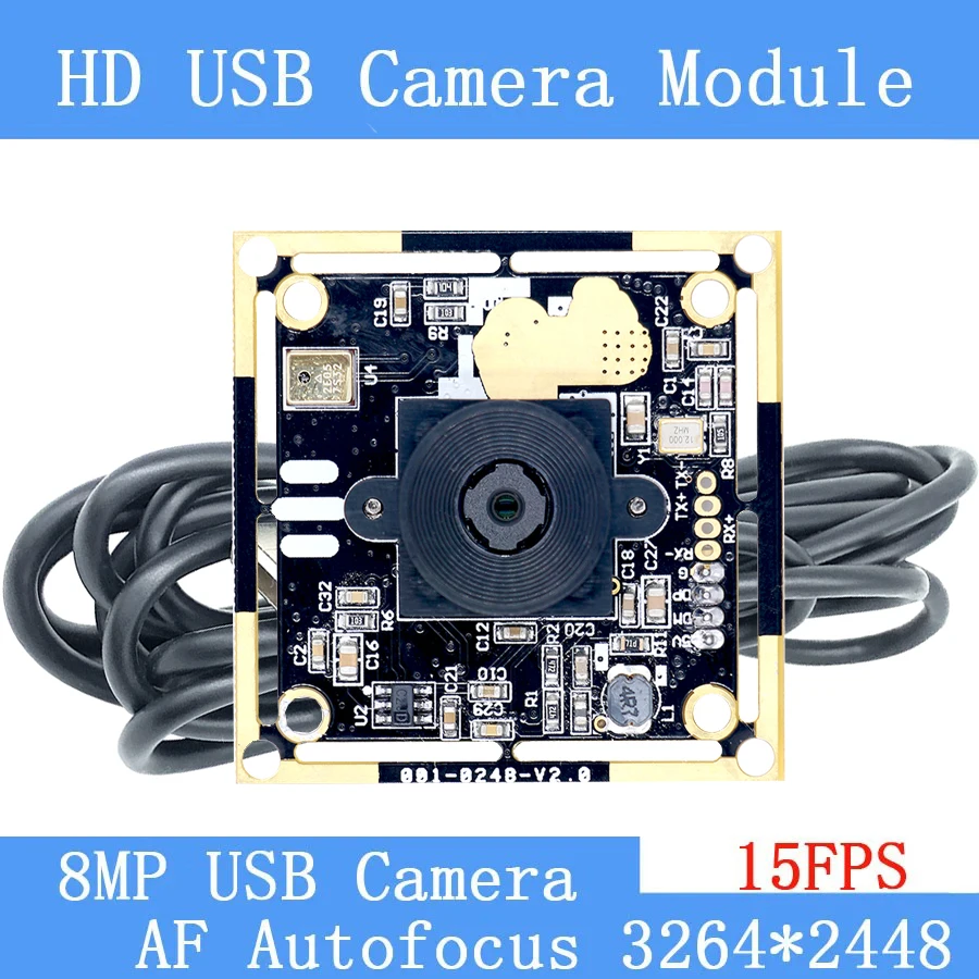 8MP HD 15FPS MJPGE 3264x2448 CCTV Pure Physical Camera IMX179 Industrial Autofocus near Remote Support Audio USB Camera Module