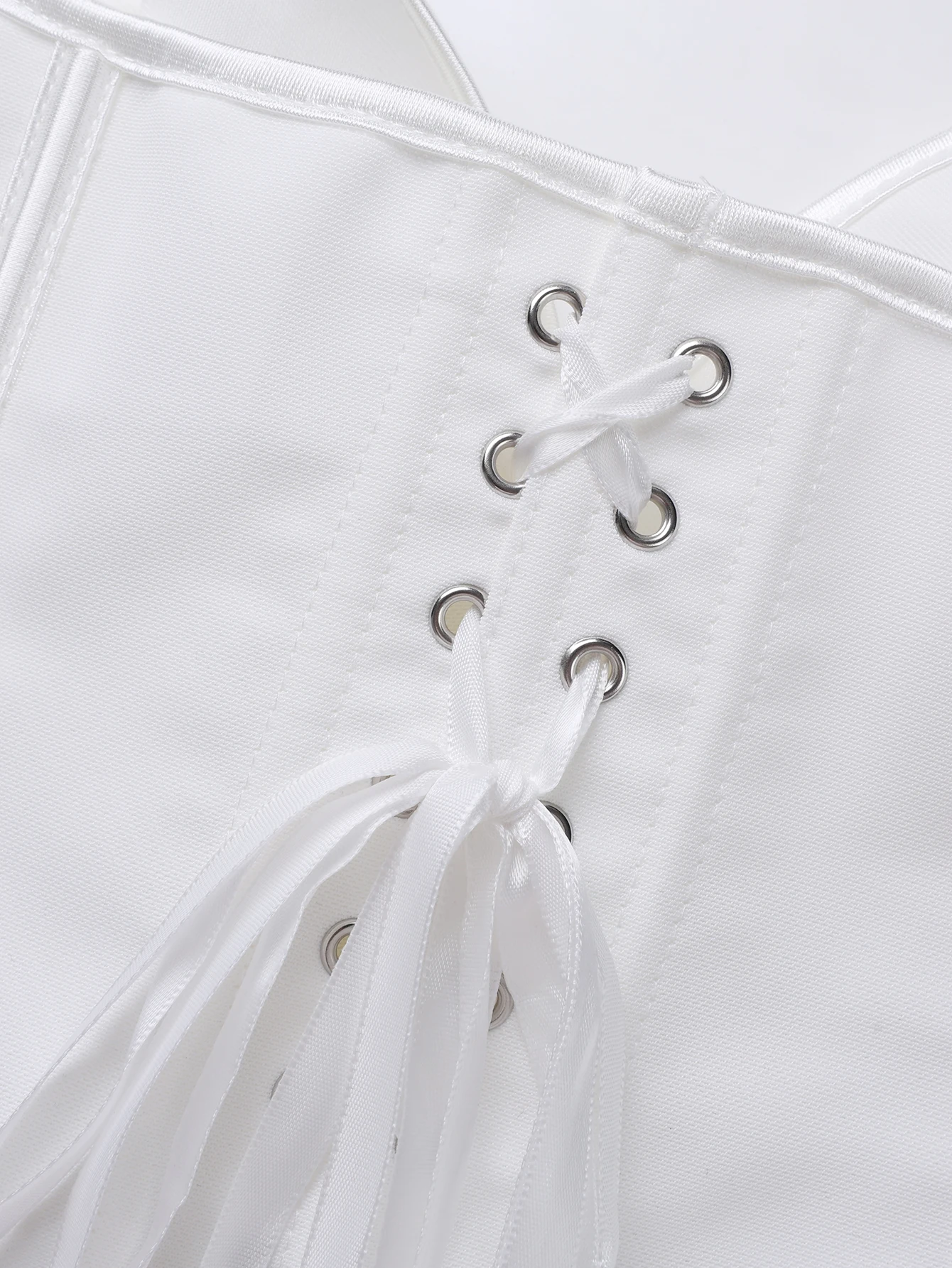 Pure White Strapless Sweetheart Neck Corset Top for Women Lace Up Back Natural Figure Streamlining Garment view 5