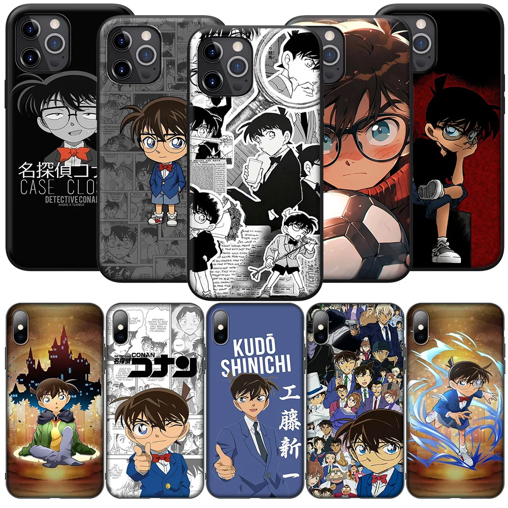 SK6 Anime Detective Conan Phone Soft Case for iPhone 16 15 14 13 7 8 Pro Max Mini Plus