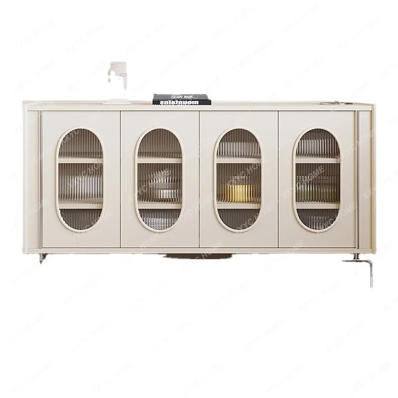 

Retro Style Small Apartment Locker Cream Black and White Arch Locker Silent Style Changhong Glass Sideboard Cabinet