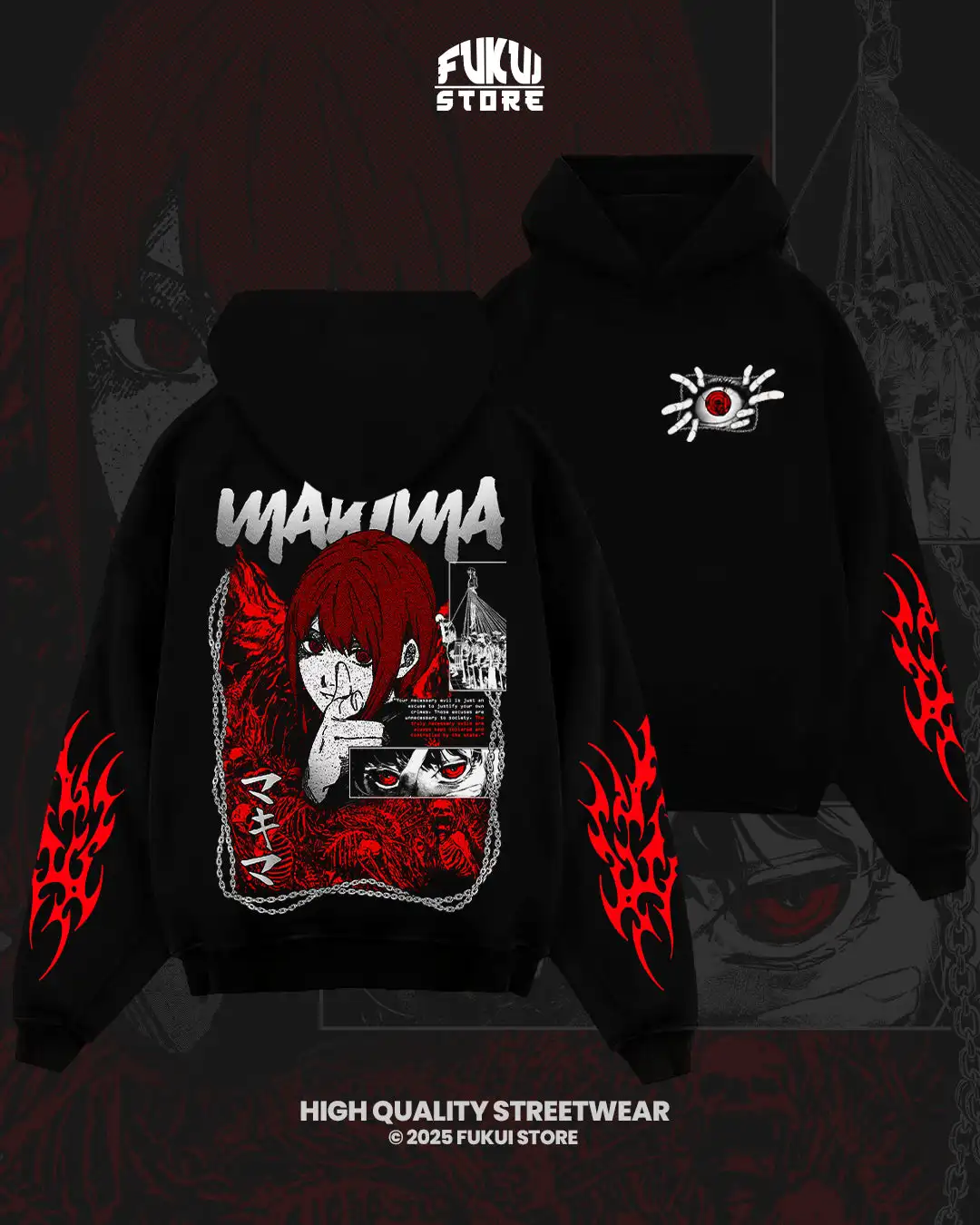 Bluza z kapturem Anime Makima Chainsaw Man Grafika Kreskówkowa Damska Męska Oversize Y2k Ocieplana Polarem Streetwear Gruba Bluza