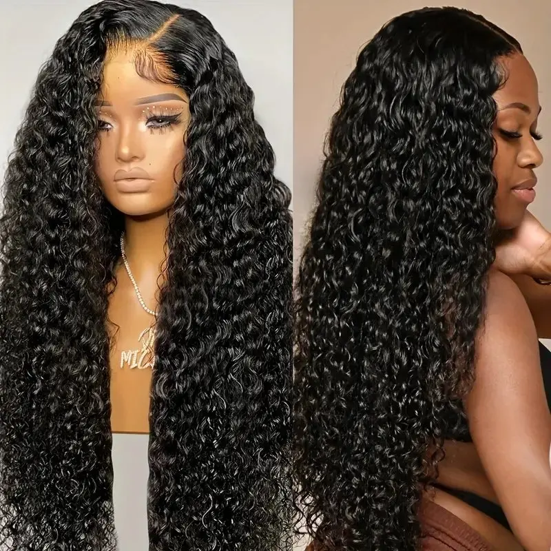 Natural Black 32 Inches 5x5 Glueless Wig 150 Density Curly 13x6 Lace Front Wig Deep Wave Full For Women Human Hair Wigs